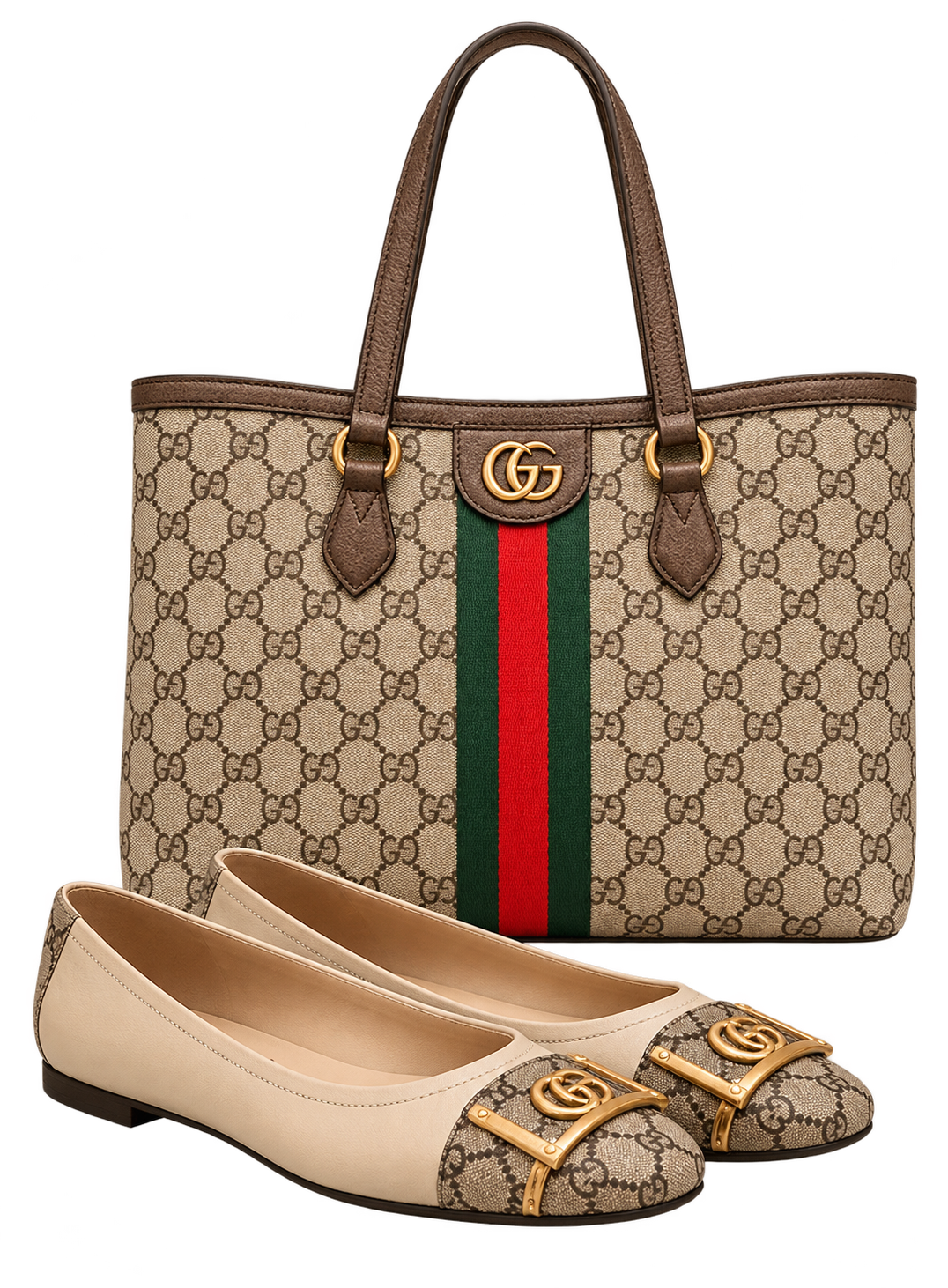 Gucci Ophidia tote with matching ballet flats